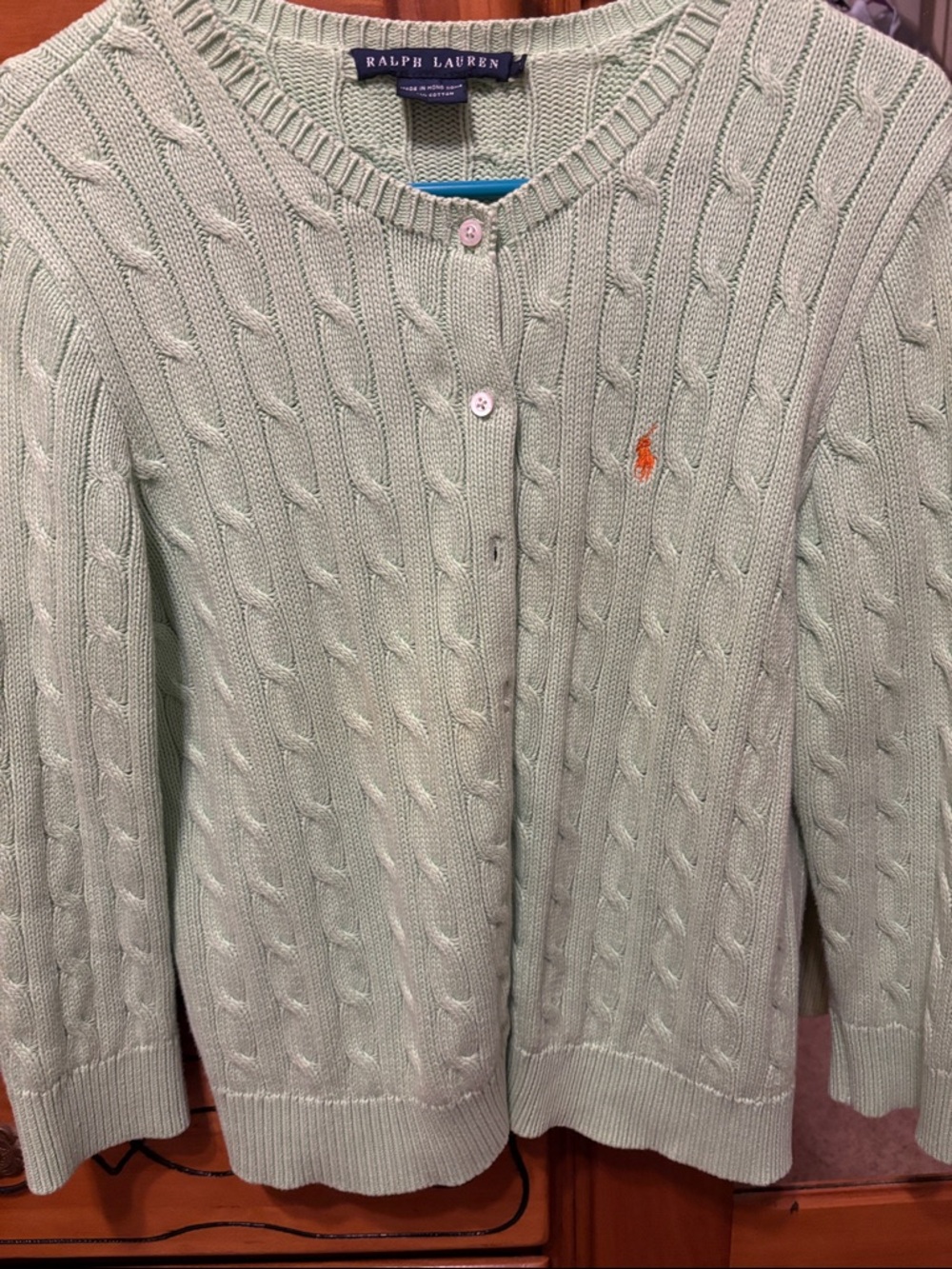 Ralph Lauren Pastel Green Cable Cardigan